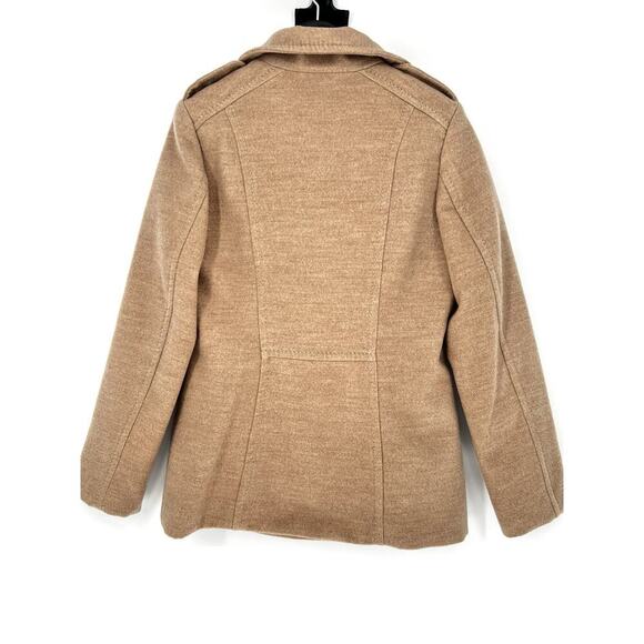 H&M Sz 6 Faux Wool Pea Coat Women’s Lined, Doubled Breasted Beige Career Preppy - Picture 9 of 11
